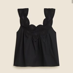 J. Crew Elegant Black Scalloped Crop Top